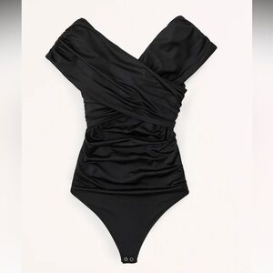 Abercrombie & Fitch Black Cross Front Ruched Bodysuit
